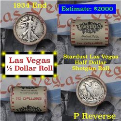 ***Auction Highlight*** Old Casino 50c Roll $10 In Halves "Stardust" Vegas 1934 & 'p' Walker Ends (f