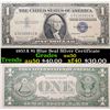 1957A $1 Blue Seal Silver Certificate Grades AU, Almost Unc