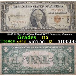 1935A $1 Silver Certificate Hawaii WWII Emergency Currency Grades f+