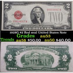 1928G $2 Red seal United States Note Grades Select AU