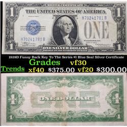 1928D Funny Back Key To The Series $1 Blue Seal Silver Certificate Grades vf++
