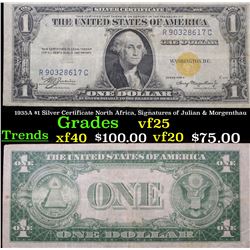 1935A $1 Silver Certificate North Africa, Signatures of Julian & Morgenthau Grades vf+