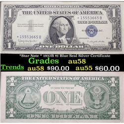 *Star Note * 1957B $1 Blue Seal Silver Certificate Grades Choice AU/BU Slider