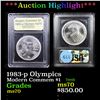 Image 1 : ***Auction Highlight*** 1983-p Olympics Modern Commem Dollar $1 Graded ms70, Perfection By USCG (fc)