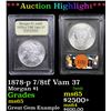 Image 1 : ***Auction Highlight*** 1878-p 7/8tf Vam 37 Morgan Dollar $1 Graded GEM Unc By USCG (fc)