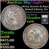 Image 1 : ***Auction Highlight*** 1853-p Arrows & Rays Seated Liberty Quarter 25c Graded Choice AU/BU Slider B