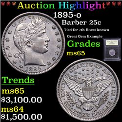 ***Auction Highlight*** 1895-o Barber Quarter 25c Graded GEM Unc By USCG (fc)