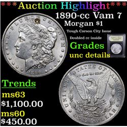 ***Auction Highlight*** 1890-cc Vam 7 Morgan Dollar $1 Graded Unc Details By USCG (fc)