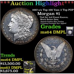 ***Auction Highlight*** 1887-s /s Top 100 Vam 2 Top POP Morgan $1 Graded Choice Unc DMPL BY USCG (fc