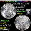 Image 1 : ***Auction Highlight*** 1890/1-90-s Vam 12 I2 R5 Morgan Dollar $1 Graded Choice+ Unc By USCG (fc)