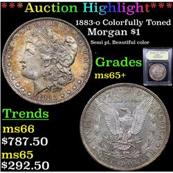 ***Auction Highlight*** 1883-o Colorfully Toned Morgan Dollar $1 Graded GEM+ Unc By USCG (fc)