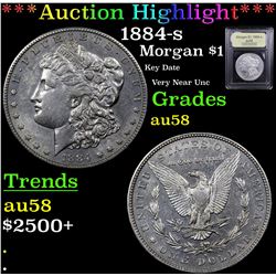 ***Auction Highlight*** 1884-s Morgan Dollar $1 Graded Choice AU/BU Slider BY USCG (fc)