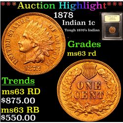 ***Auction Highlight*** 1878 Indian Cent 1c Graded Select Unc RD BY USCG (fc)