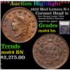 Image 1 : ***Auction Highlight*** 1832 Med Letters N-1 Coronet Head Large Cent 1c Graded Choice Unc BN BY USCG