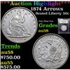 Image 1 : ***Auction Highlight*** 1874 Arrows Seated Half Dollar 50c Graded Choice AU/BU Slider By USCG (fc)