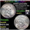 Image 1 : ***Auction Highlight*** 1918 Lincoln Old Commem Half Dollar 50c Graded GEM+ Unc By USCG (fc)