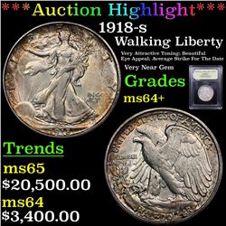 ***Auction Highlight*** 1918-s Walking Liberty Half Dollar 50c Graded Choice+ Unc By USCG (fc)