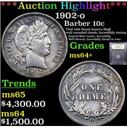 ***Auction Highlight*** 1902-o Barber Dime 10c Graded Choice+ Unc By USCG (fc)