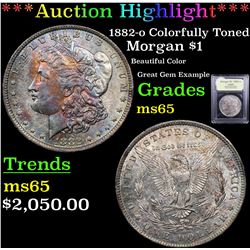 ***Auction Highlight*** 1882-o Colorfully Toned Morgan Dollar $1 Graded GEM Unc BY USCG (fc)