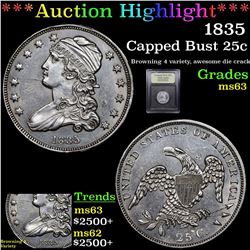 ***Auction Highlight*** 1835 Capped Bust Quarter 25c Graded Select Unc By USCG (fc)