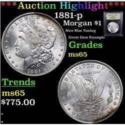 ***Auction Highlight*** 1881-p Morgan Dollar $1 Graded GEM Unc By USCG (fc)