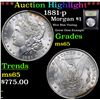 Image 1 : ***Auction Highlight*** 1881-p Morgan Dollar $1 Graded GEM Unc By USCG (fc)