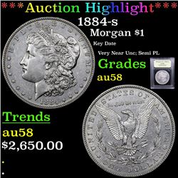 ***Auction Highlight*** 1884-s Morgan Dollar $1 Graded Choice AU/BU Slider By USCG (fc)