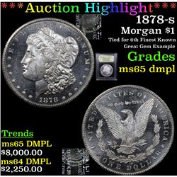 ***Auction Highlight*** 1878-s Morgan Dollar $1 Graded GEM Unc DMPL BY USCG (fc)