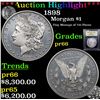Image 1 : Proof ***Auction Highlight*** 1898 Morgan Dollar $1 Graded GEM+ Proof BY USCG (fc)