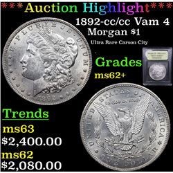 ***Auction Highlight*** 1892-cc /cc Vam 4 Morgan Dollar $1 Graded Select Unc BY USCG (fc)