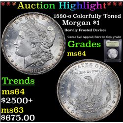 ***Auction Highlight*** 1880-o Colorfully Toned Morgan Dollar $1 Graded Choice Unc BY USCG (fc)