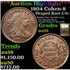 Image 1 : ***Auction Highlight*** 1804 Cohen-8 Draped Bust Half Cent 1/2c Graded Select AU By USCG (fc)