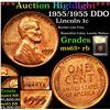Image 1 : ***Auction Highlight*** 1955/1955 DDO Lincoln Cent 1c Graded Select+ Unc RB BY USCG (fc)