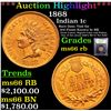 Image 1 : ***Auction Highlight*** 1868 Indian Cent 1c Graded GEM+ Unc RB BY USCG (fc)