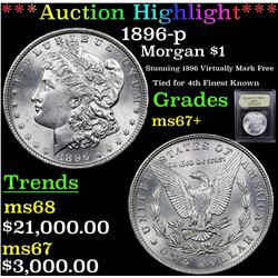 ***Auction Highlight*** 1896-p Morgan Dollar $1 Graded Gem++ Unc BY USCG (fc)