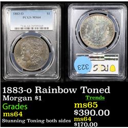 PCGS 1883-o Rainbow Toned Morgan Dollar $1 Graded ms64 By PCGS