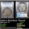 Image 1 : PCGS 1883-o Rainbow Toned Morgan Dollar $1 Graded ms64 By PCGS