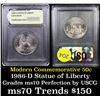 Image 1 : 1986-d Liberty Modern Commem Half Dollar 50c Graded ms70, Perfection By USCG