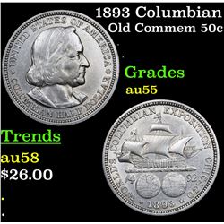 1893 Columbian Old Commem Half Dollar 50c Grades Choice AU