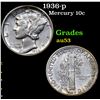 Image 1 : 1936-p Mercury Dime 10c Grades Select AU