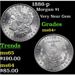 1886-p Morgan Dollar $1 Grades Choice+ Unc