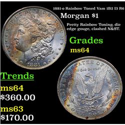 1881-o Rainbow Toned Vam 1B2 I3 R6 Morgan Dollar $1 Grades Choice Unc