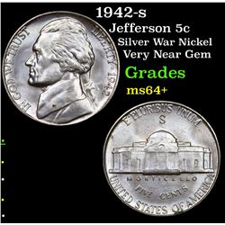 1942-s Jefferson Nickel 5c Grades Choice+ Unc