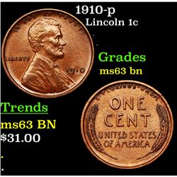 1910-p Lincoln Cent 1c Grades Select Unc BN