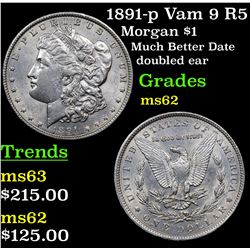 1891-p Vam 9 R5 Morgan Dollar $1 Grades Select Unc