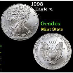 1998 Silver Eagle Dollar $1 Grades Mint State