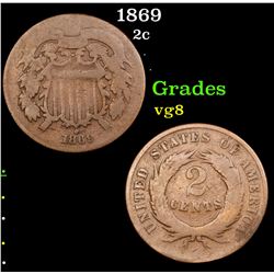 1869 Two Cent Piece 2c Grades vg, very good