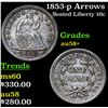 Image 1 : 1853-p Arrows Seated Liberty Dime 10c Grades Choice AU/BU Slider+
