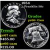 Image 1 : Proof 1954 Franklin Half Dollar 50c Grades GEM++ Proof Cameo