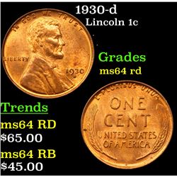 1930-d Lincoln Cent 1c Grades Choice Unc RD